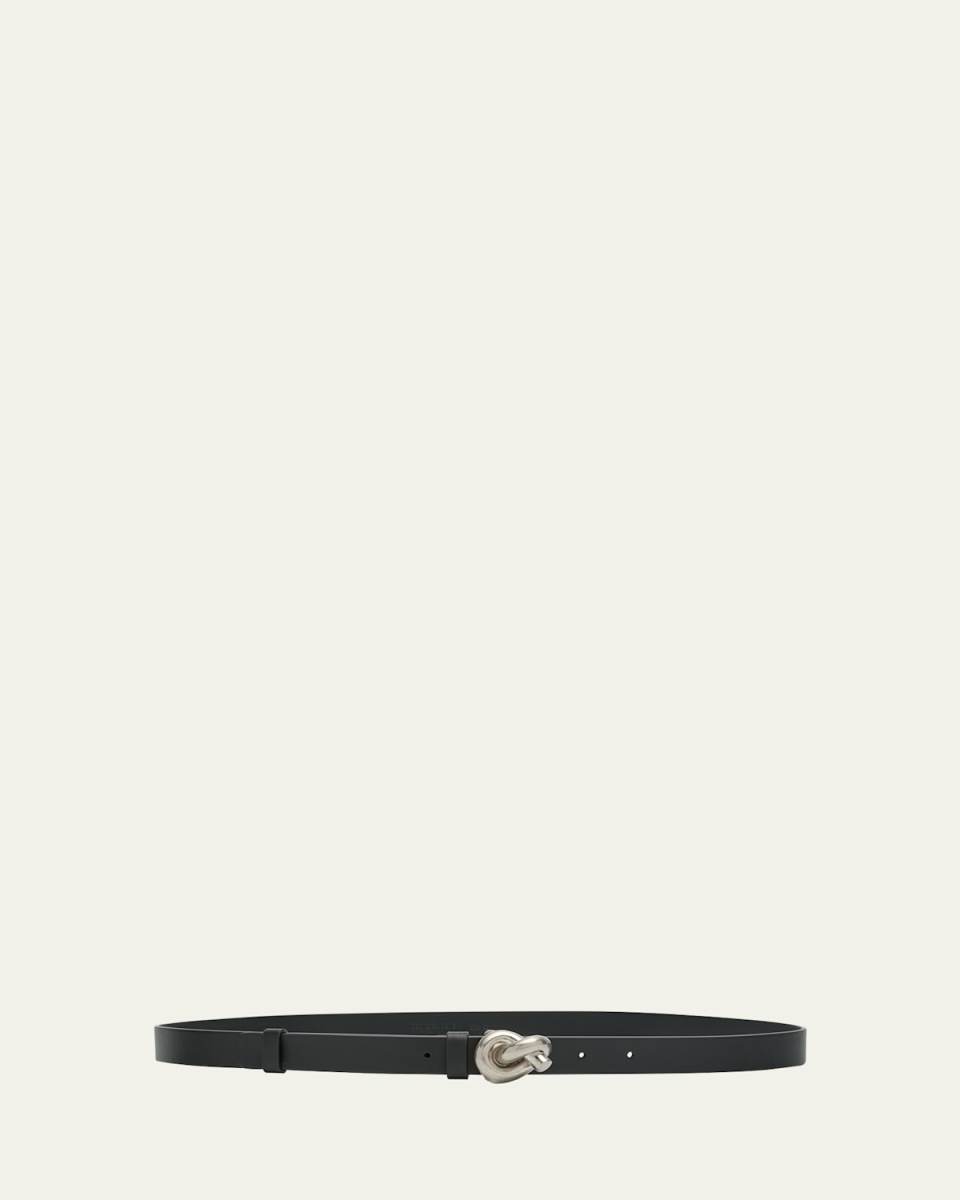 Brass Knot Skinny Leather Belt