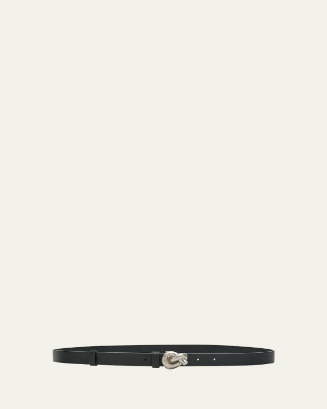 Brass Knot Skinny Leather Belt