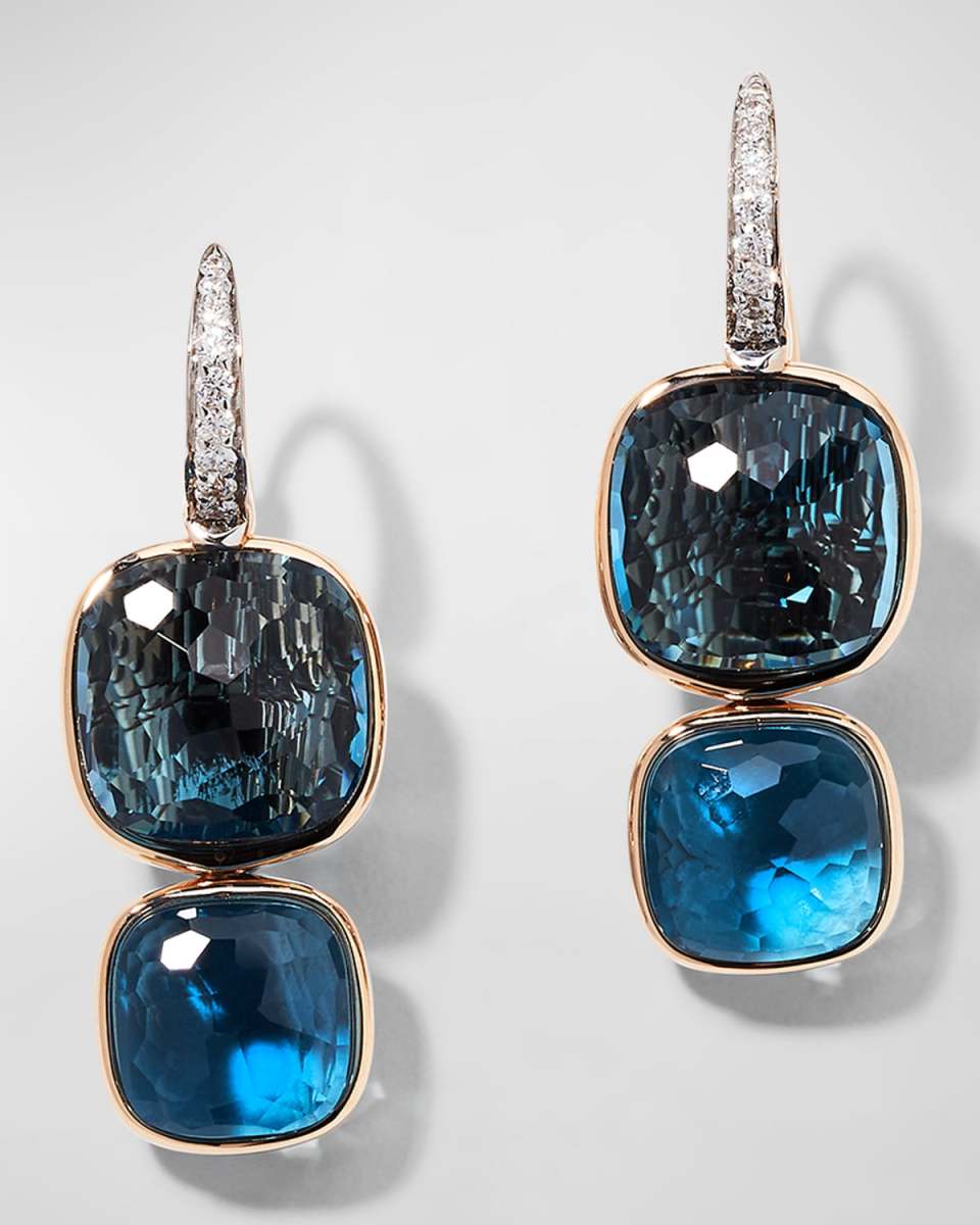 Nudo Rose Gold London Blue Topaz Earrings with Diamonds
