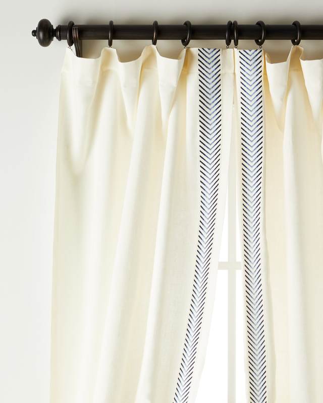Two Andes Navy Curtains, 96"L