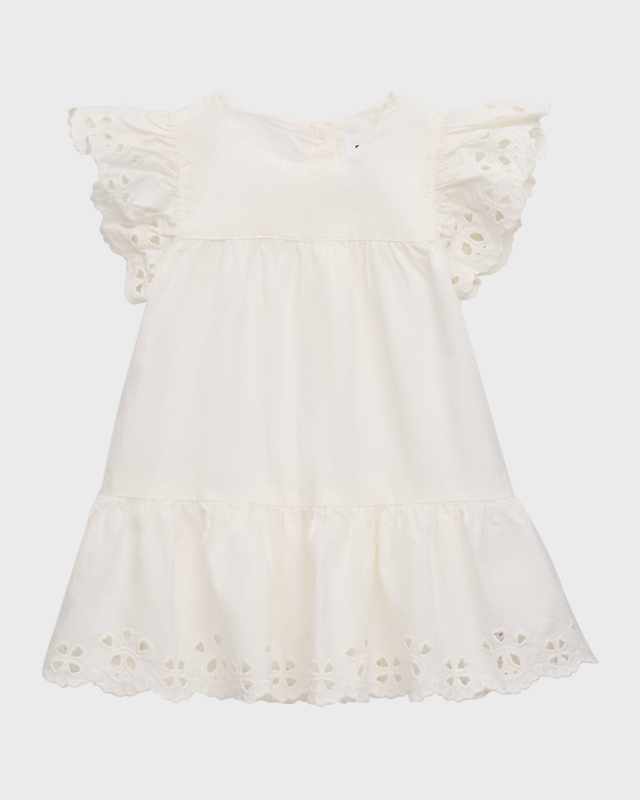 Girl's Cammas Eyelet Embroidered Dress, Size 3M-2T