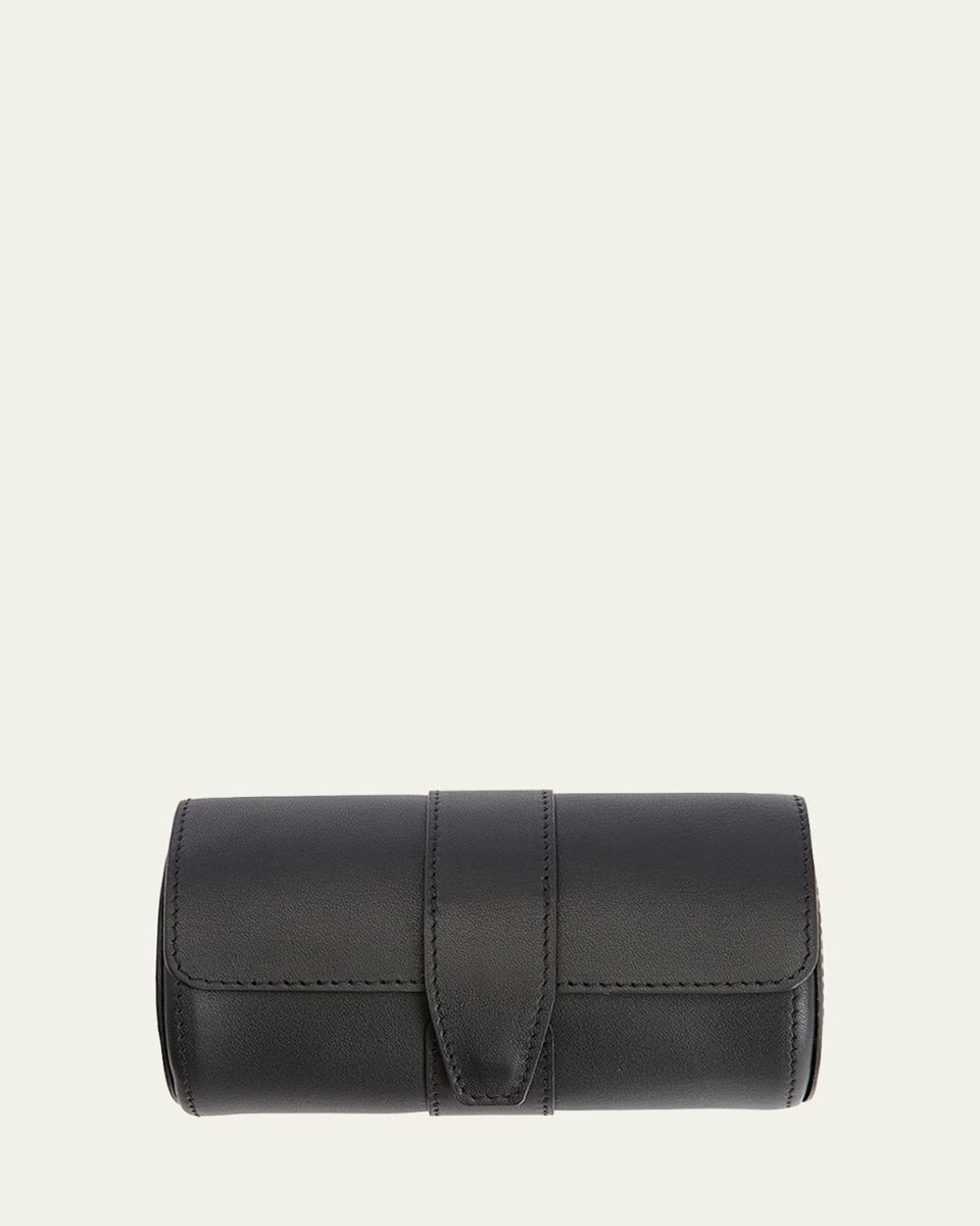 Personalized Suede-Lined Leather Double Watch Roll
