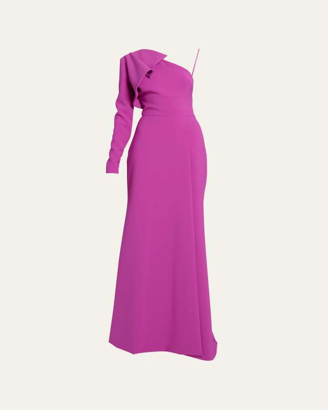 Long One-Shoulder Cady Dress