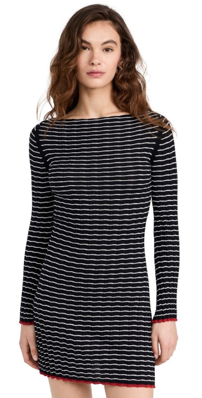 Guest in Residence Stripe Rib Dress Midnight/Cream/Rust
