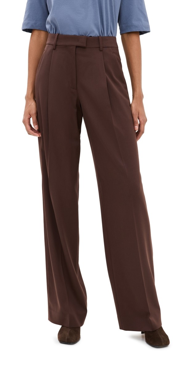 Another Tomorrow Relaxed Wide Leg Pants Chocolate