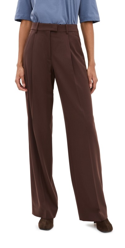 Another Tomorrow Relaxed Wide Leg Pants Chocolate