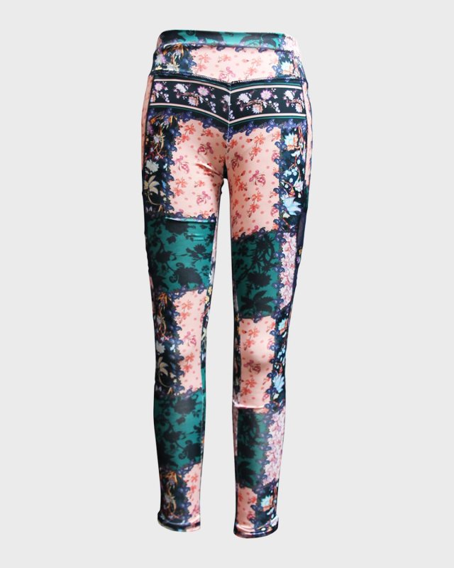 Girl's Patchwork Print Yoga Leggings, Size 2-14