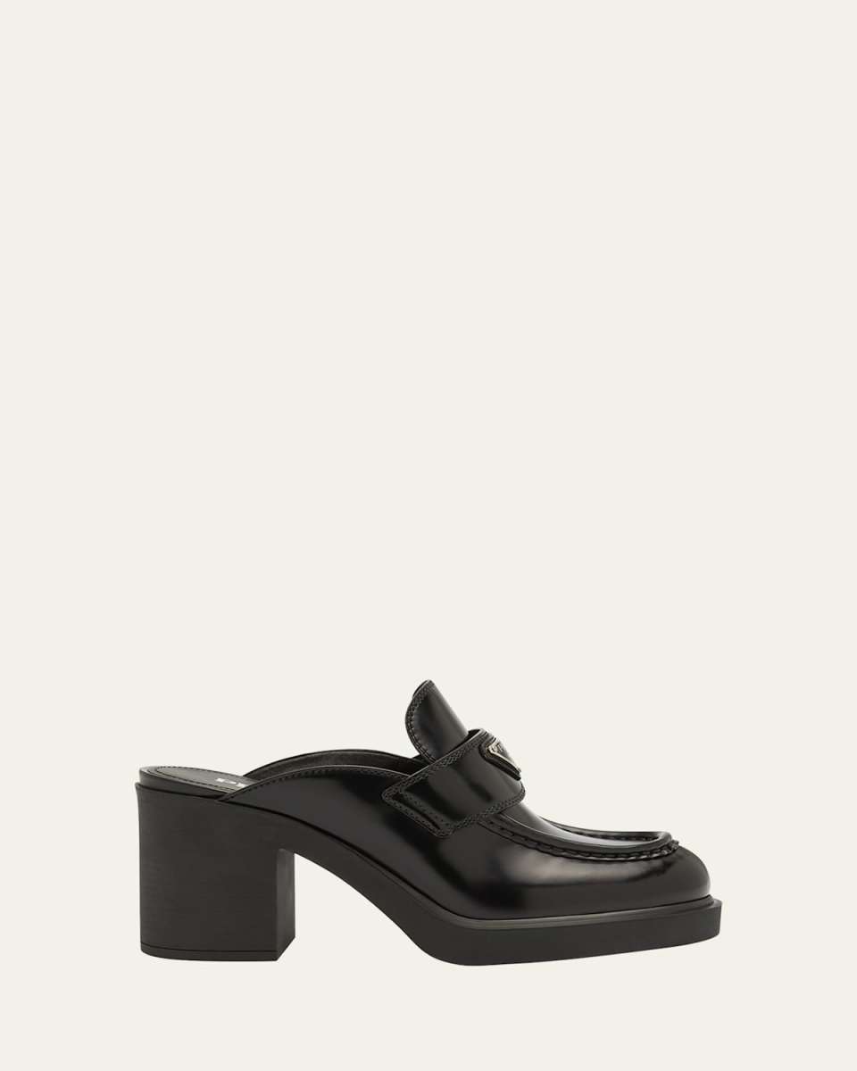 Chocolate Flow Heeled Loafer Mules