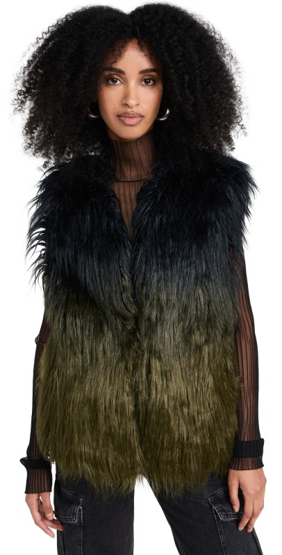 Scotch & Soda Gradient Faux Fur Vest Black