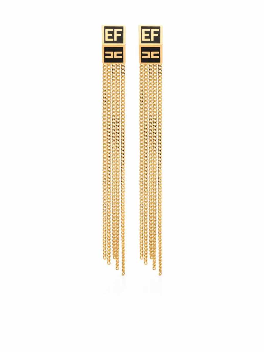 logo-stud dangle earrings