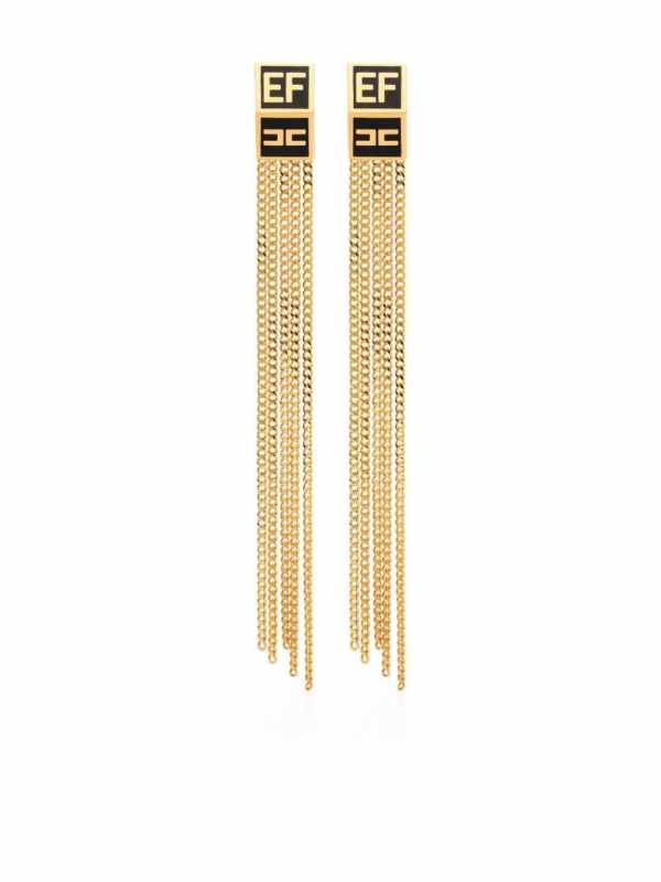 logo-stud dangle earrings