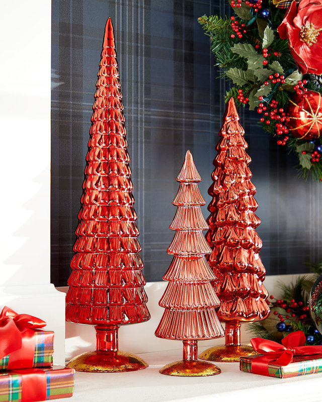 Red Hue Trees, Set of 3