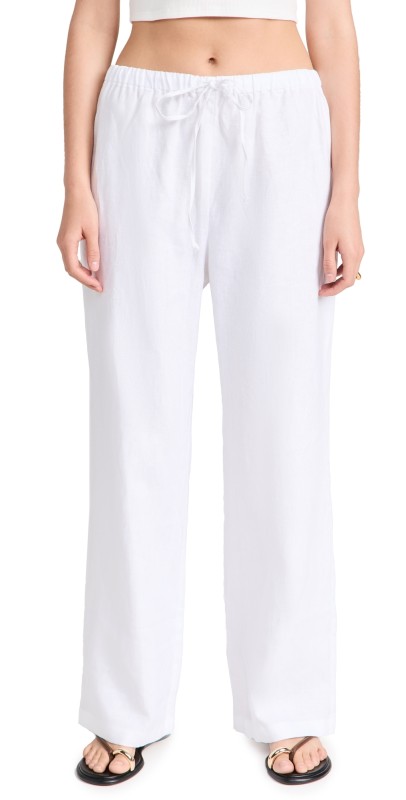 Reformation Olina Linen Pants White