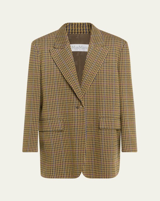 Atlanta Single-Breasted Houndstooth Blazer