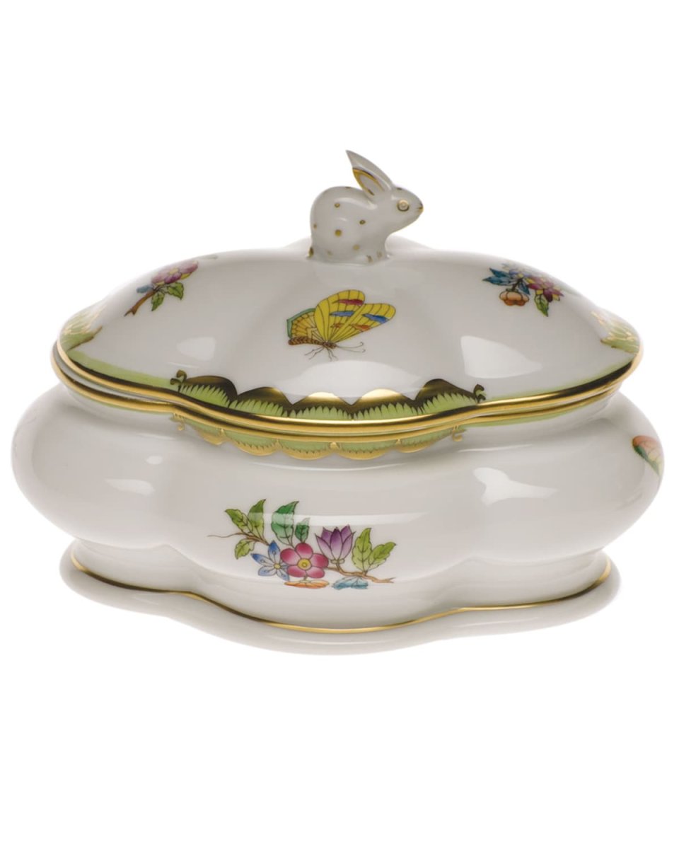 Queen Victoria Covered Porcelain Bonbon Box with Bunny