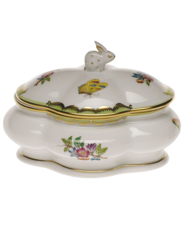 Queen Victoria Covered Porcelain Bonbon Box with Bunny