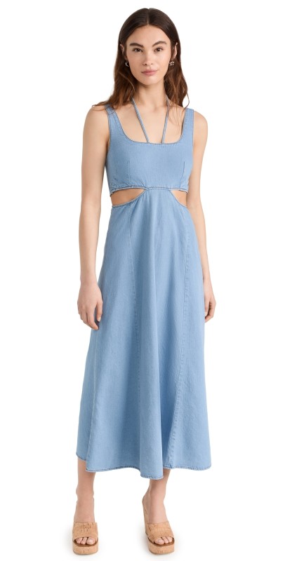LNA Lorelei Chambray Dress Faded Blue