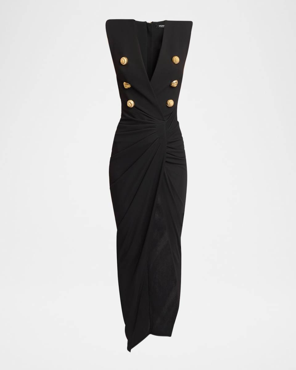 Tailored Gown with Embossed Button Details