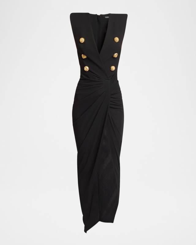 Tailored Gown with Embossed Button Details
