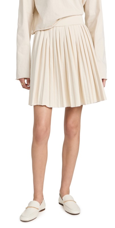Les Tien Paulina Box Pleat Tennis Skirt Ivory