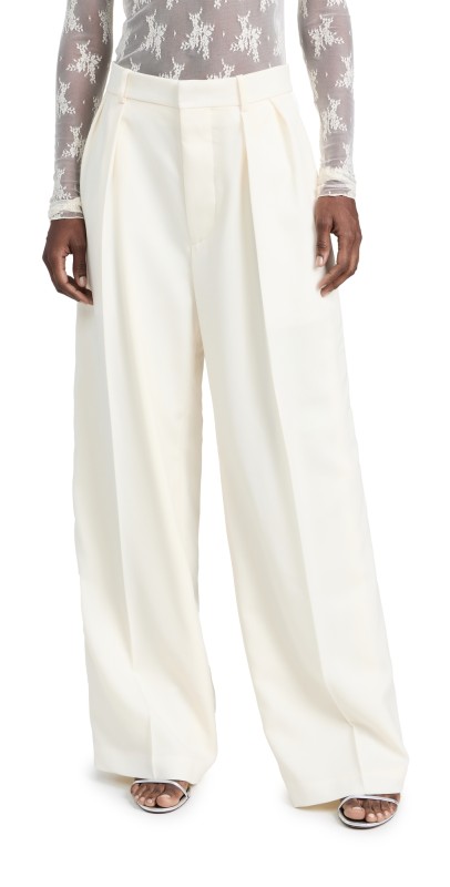 WARDROBE. NYC Low Rise Tuxedo Trouser Off White