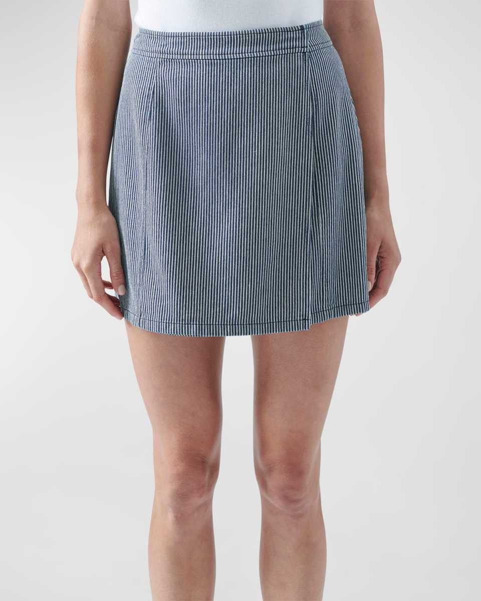 Short Railroad Stripe Cotton Mini Skirt