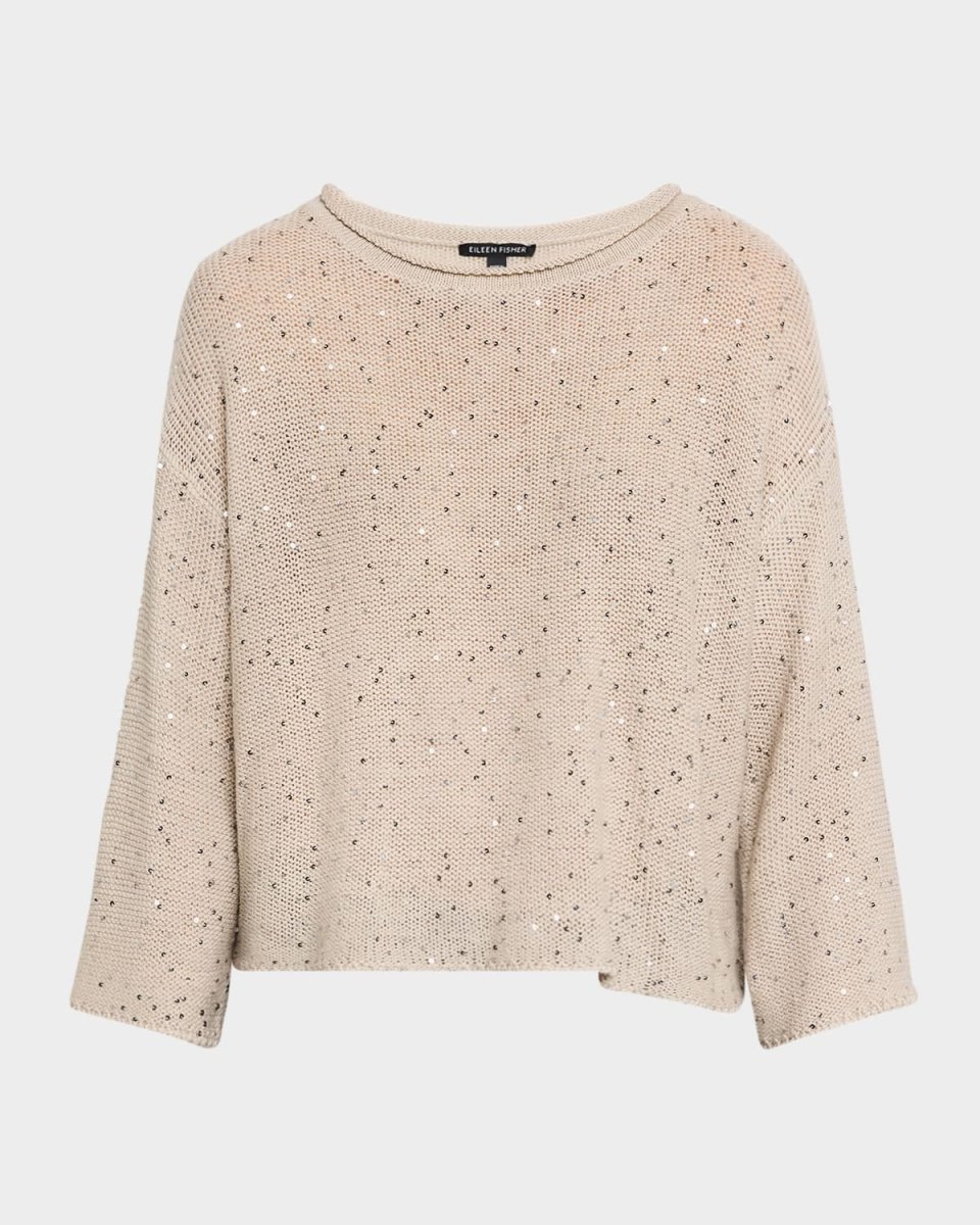 Scoop-Neck Sequin Merino Wool Sweat