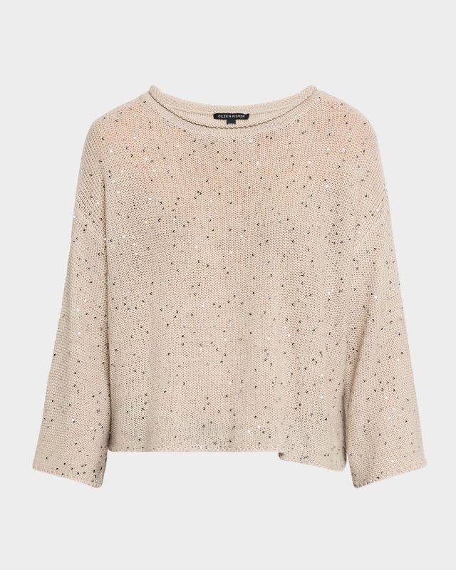 Scoop-Neck Sequin Merino Wool Sweat