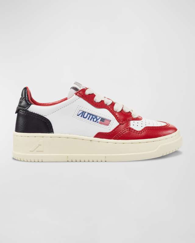 Kid's Medalist Low-Top Bicolor Leather Sneakers, Toddlers/Kids