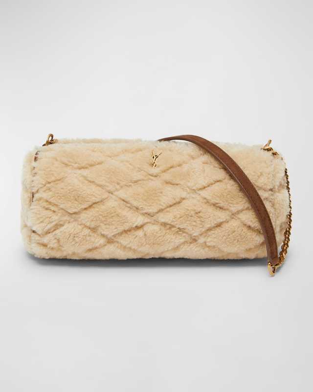 Sade Mini YSL Tube Shoulder Bag in Quilted Shearling