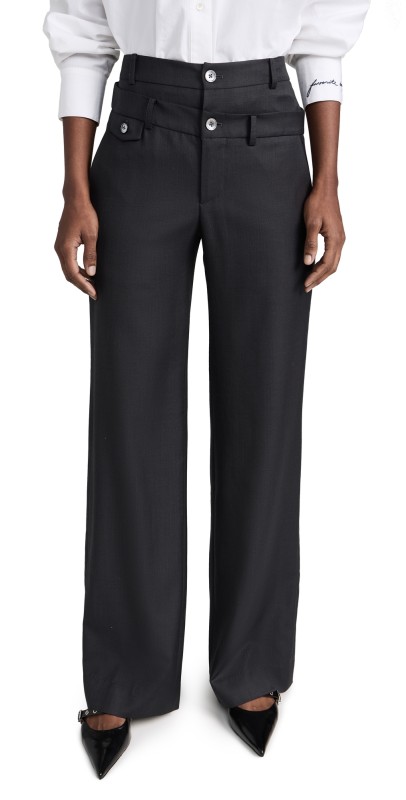 Marissa Webb Obie Asymmetrical Double Waist Trousers Graphite