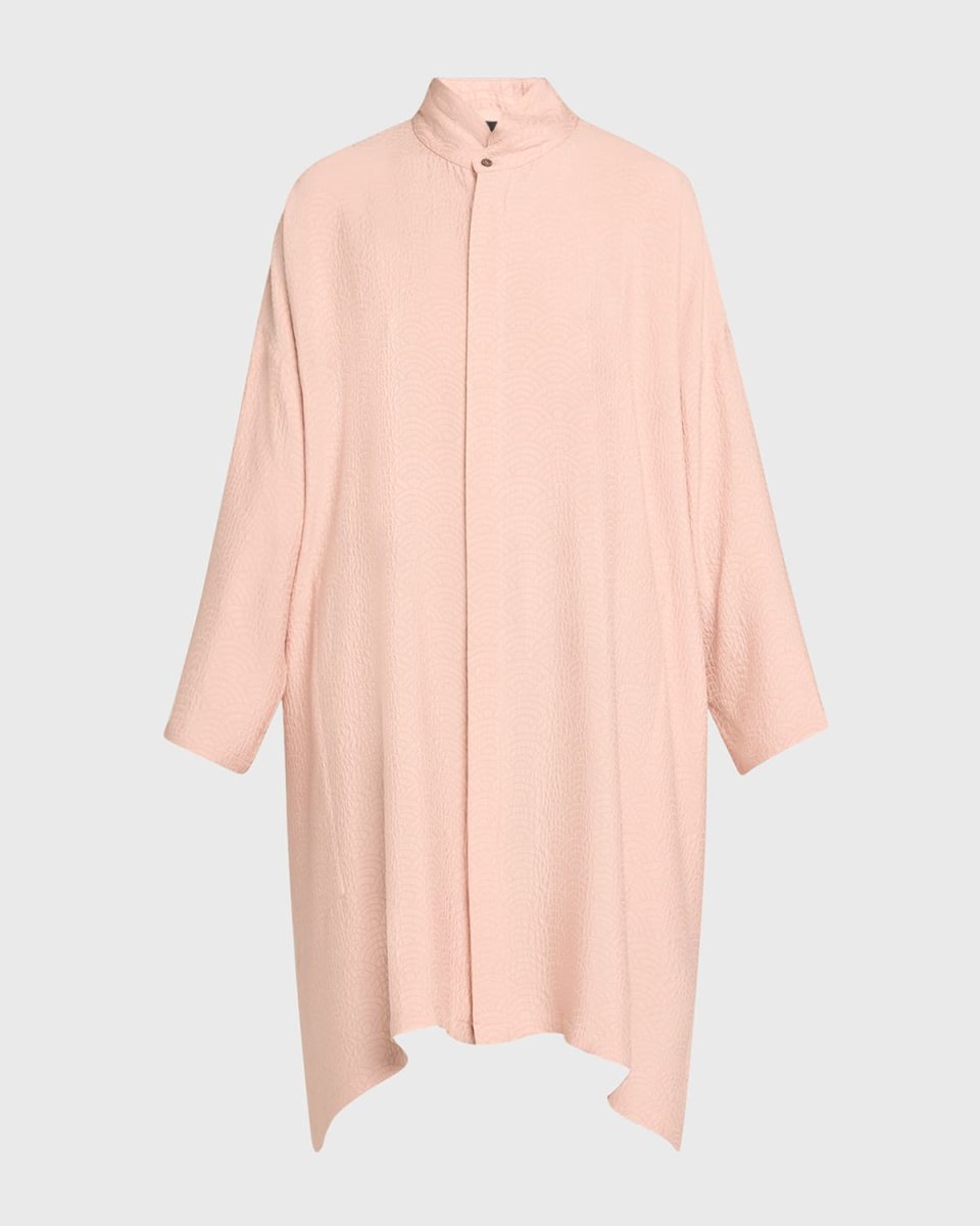 Wide A-Line Double Stand Collar Shirt (Very Long Length)