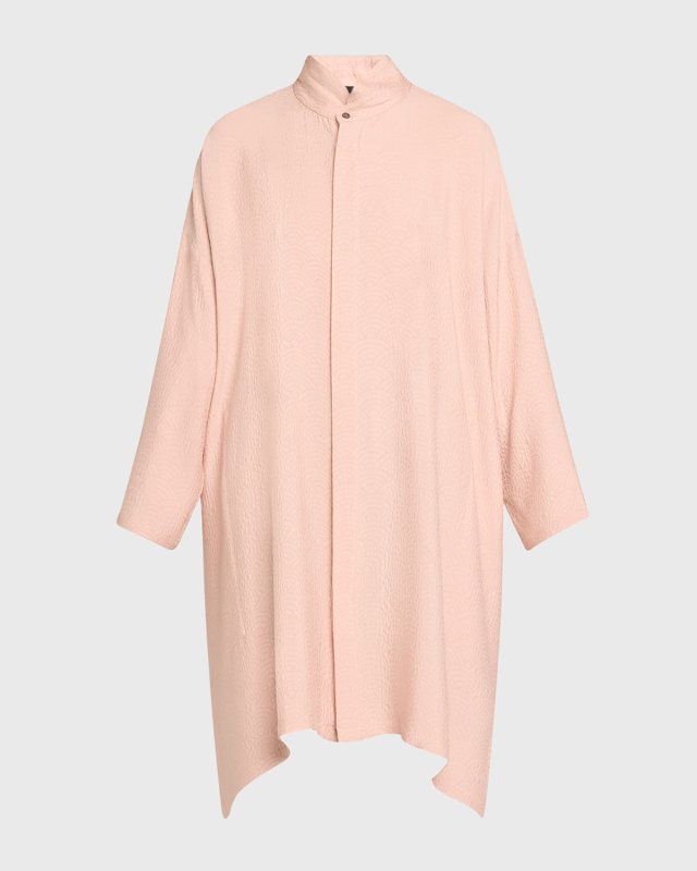 Wide A-Line Double Stand Collar Shirt (Very Long Length)