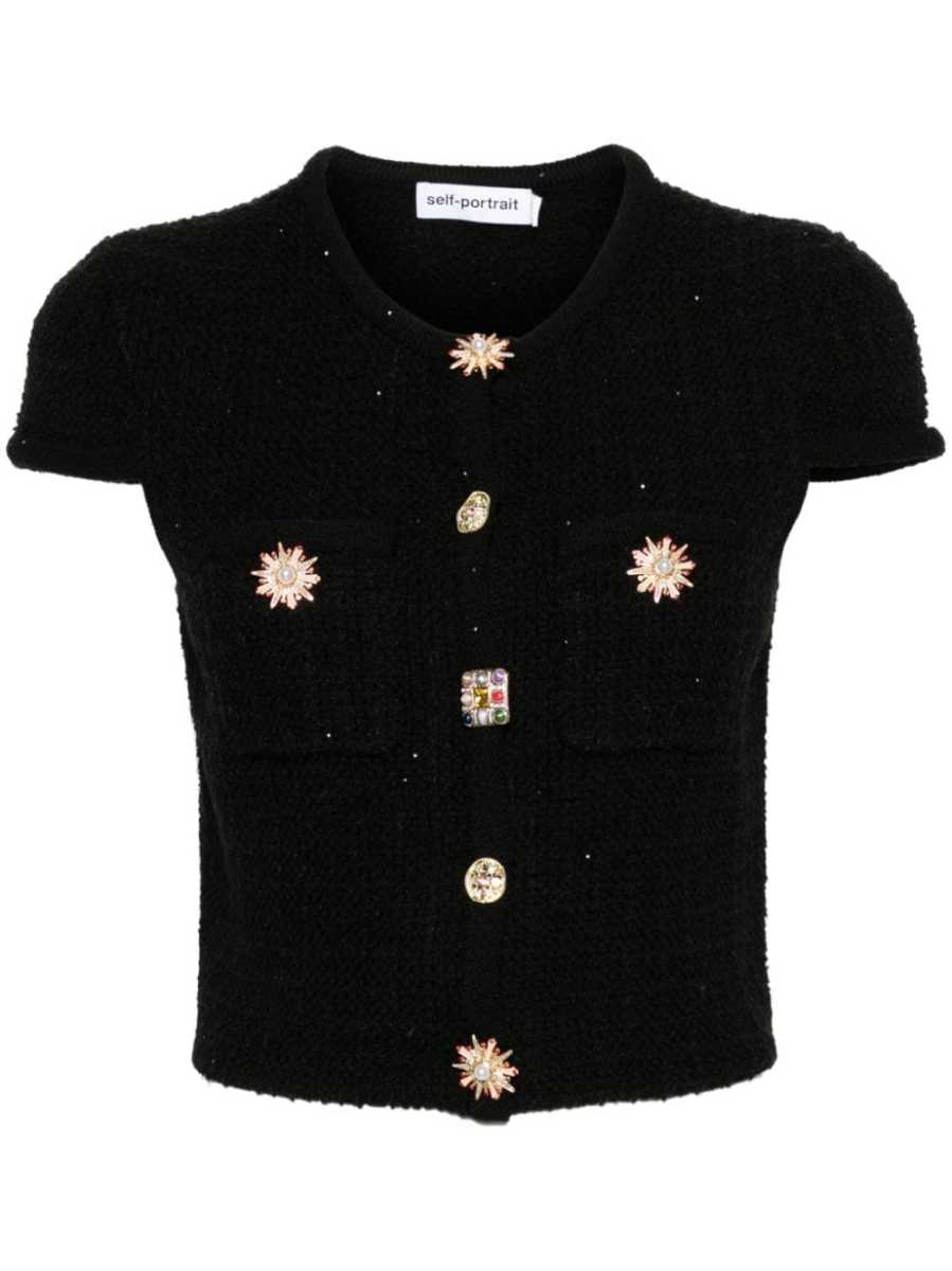 crystal embellished-buttons cardigan