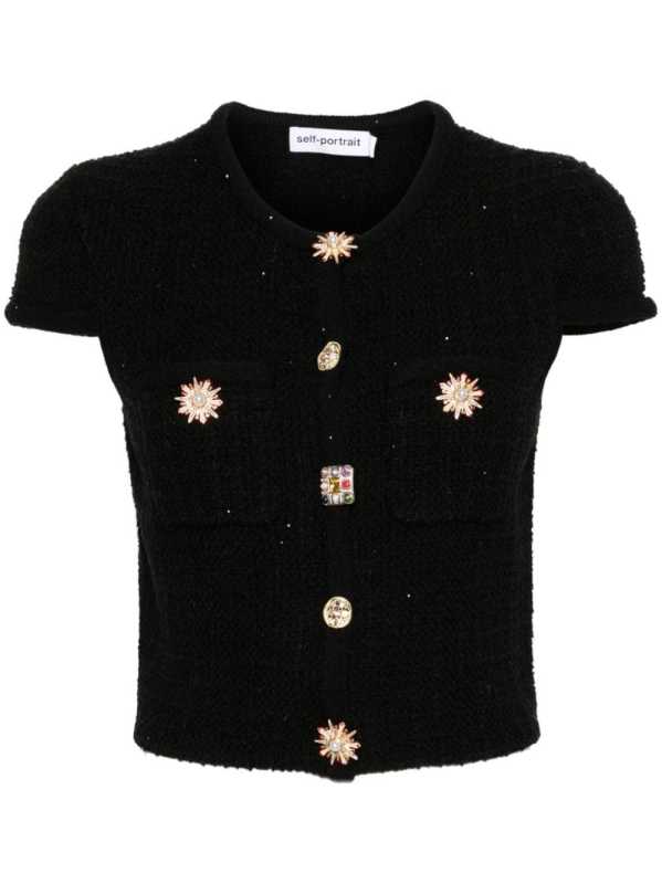 crystal embellished-buttons cardigan