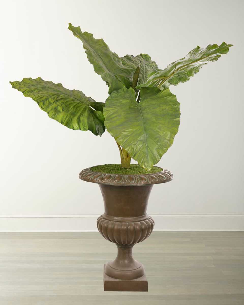 Giant Taro Leaf 90" Faux Tree in Fiberglass Urn Planter