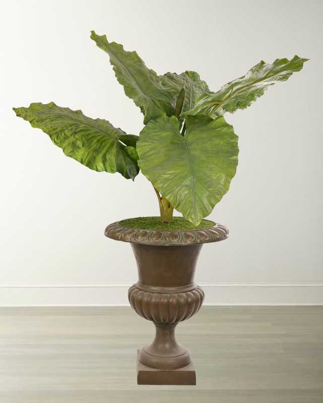 Giant Taro Leaf 90" Faux Tree in Fiberglass Urn Planter