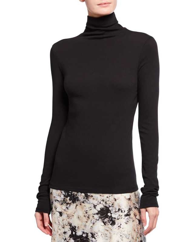 Essential Long-Sleeve Cotton Turtleneck Top