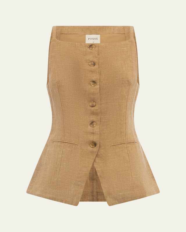 Nancy Linen Peplum Gilet