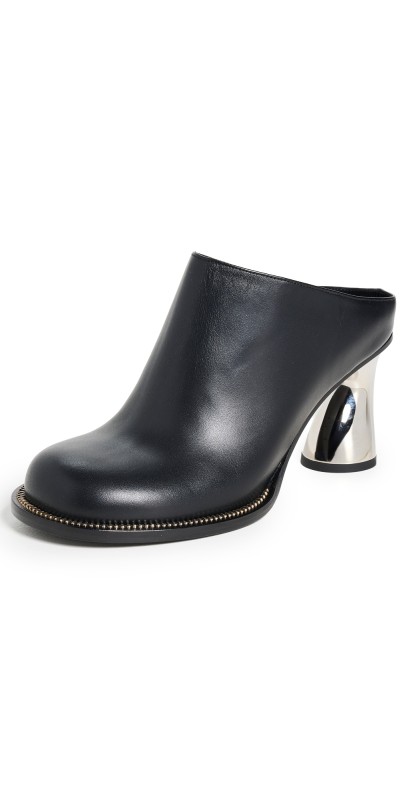 Paul Andrew Disc Zip Mules Soft Calf/Black