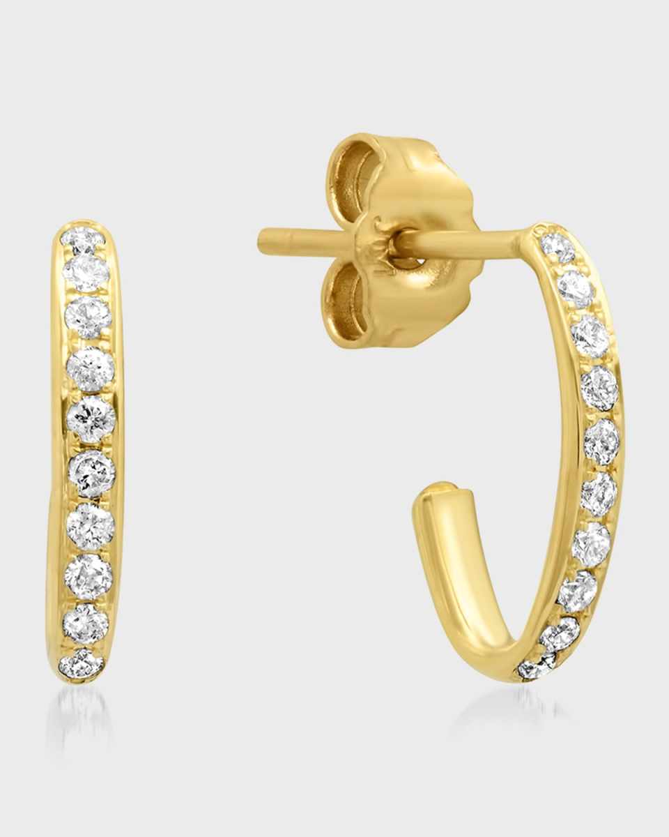 18k Edith Link Stud Earrings with Diamond Pave