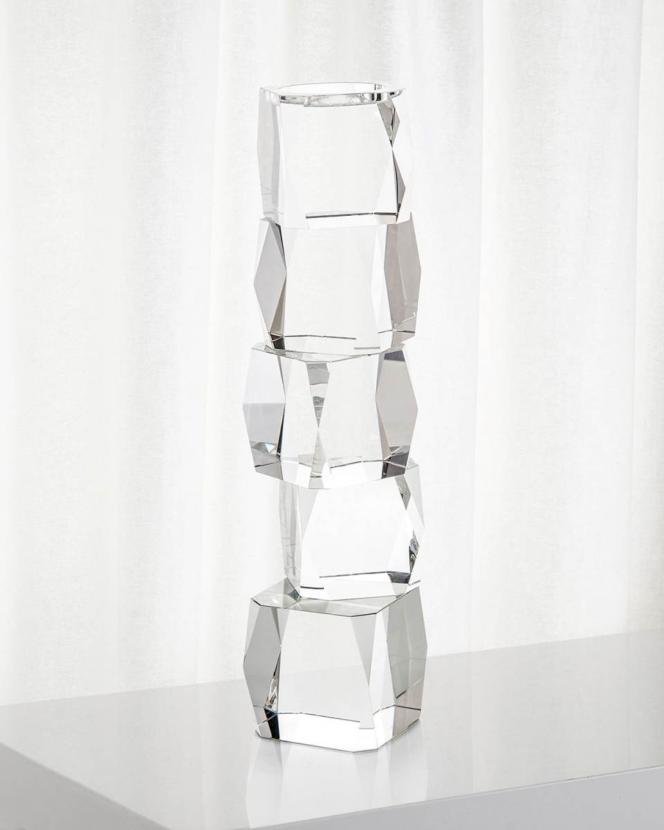 Large Crystal Cubist Candleholder