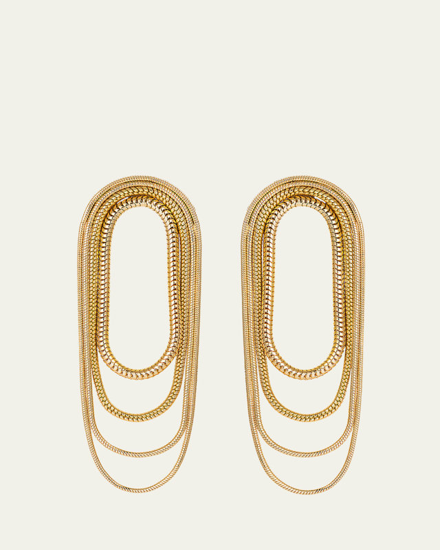 18k Yellow Gold Multi-Chain Earrings