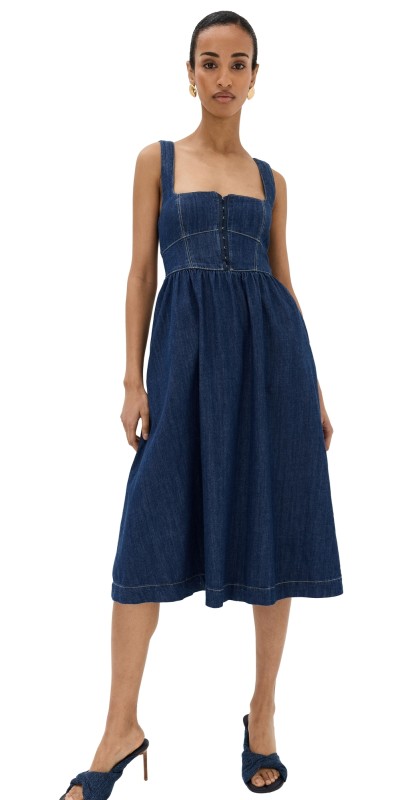 Reformation Tagliatelle Denim Dress Ellis
