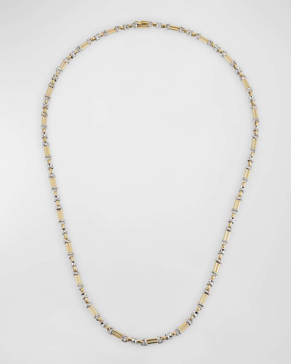 Estate 18K Yellow and White Gold Wire Bar Necklace