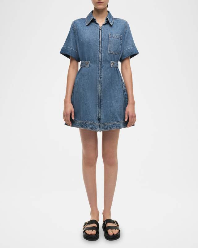Sandler Zip-Front Denim Mini Dress