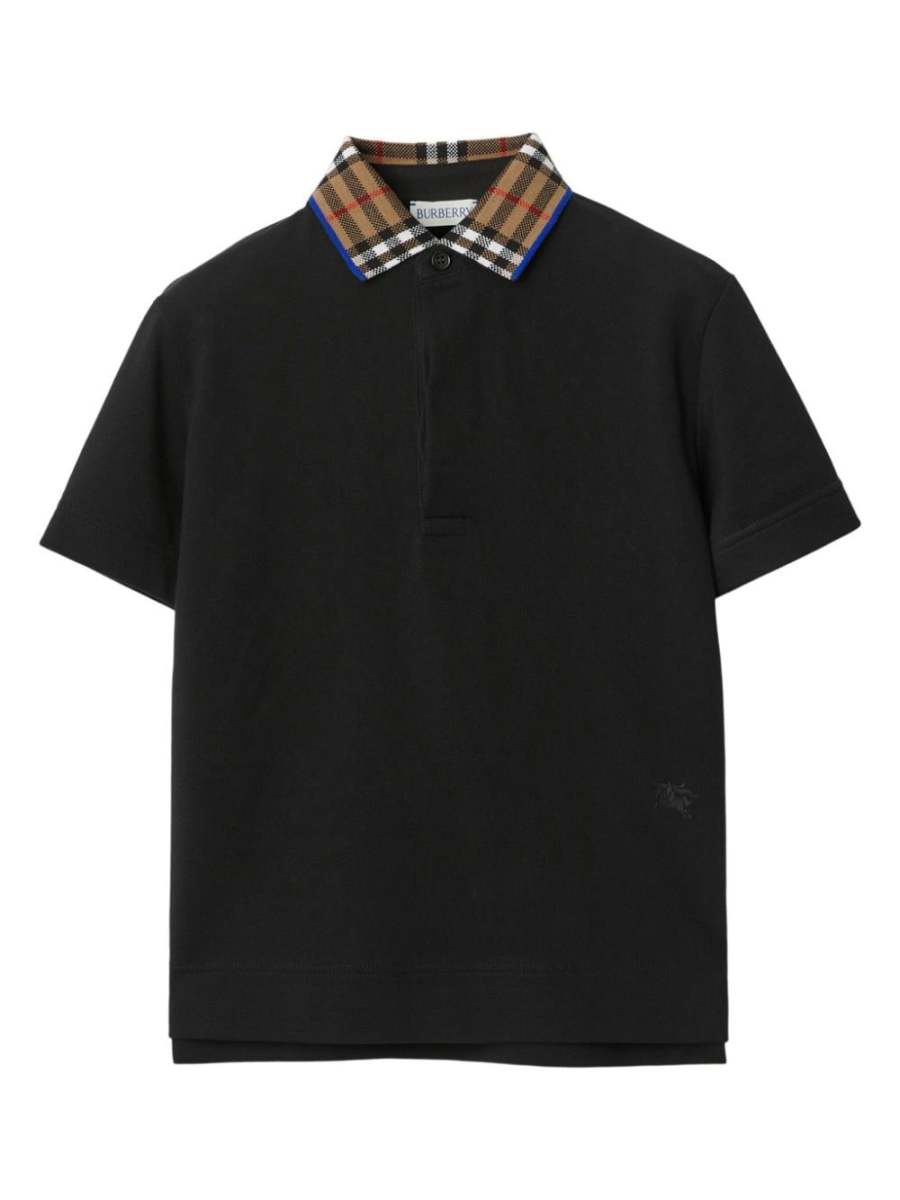 contrast-collar cotton polo shirt