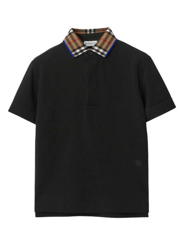 contrast-collar cotton polo shirt