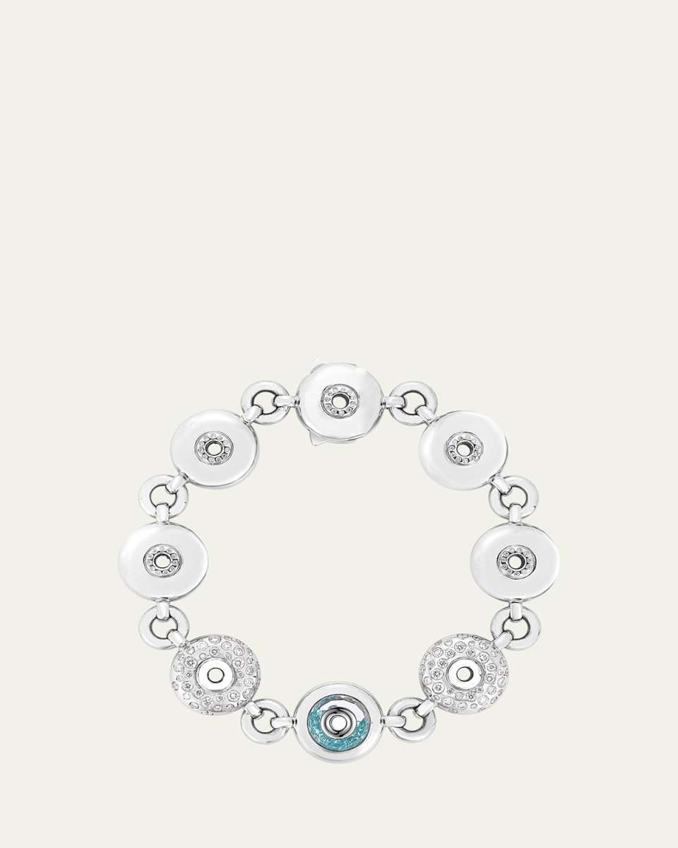 18K White Gold Arco Paraiba Tourmaline and Diamond Kaleidoscope Shaker Bracelet