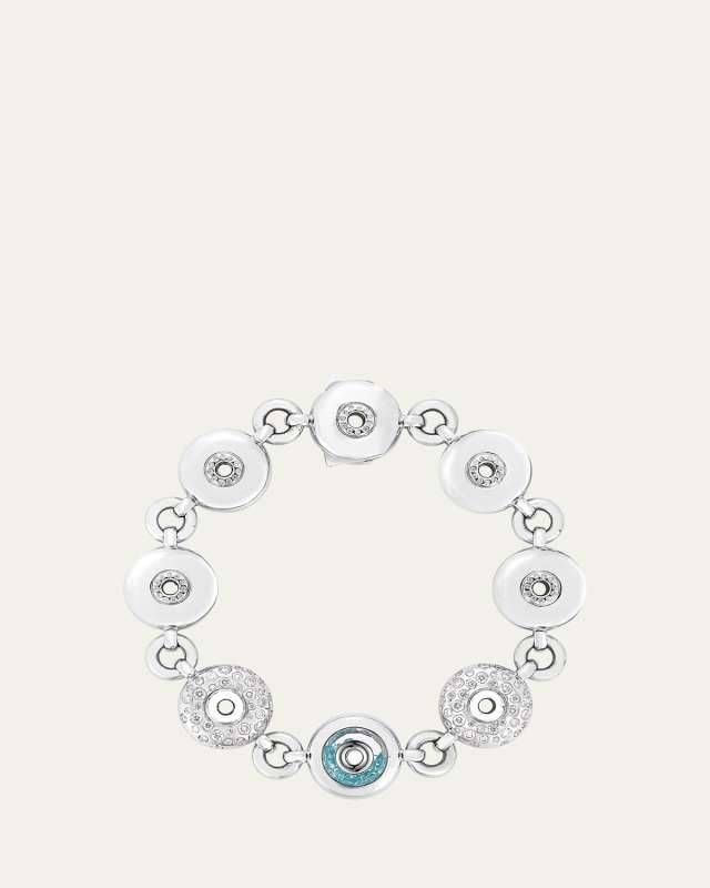 18K White Gold Arco Paraiba Tourmaline and Diamond Kaleidoscope Shaker Bracelet